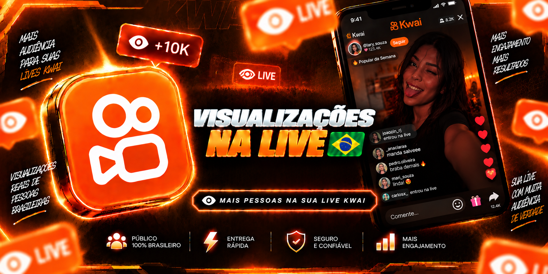 Visualizações na Live do Kwai