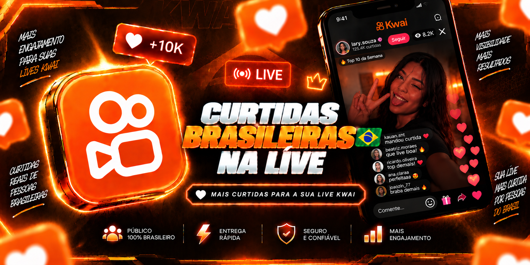 Curtidas Brasileiras na Live (Real)